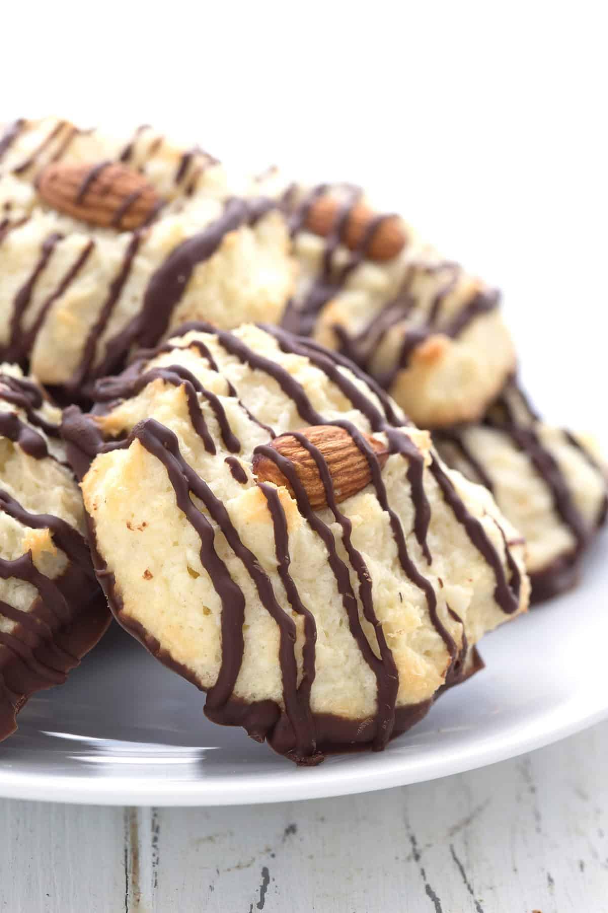close up shot of keto coconut macaroons