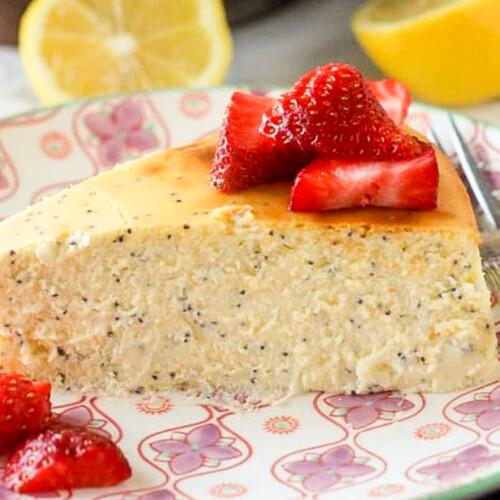 lemon poppy seed strawberry cheesecake whole
