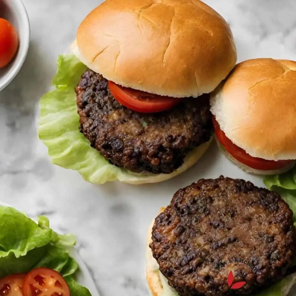close up shot of black bean burgers being formed in a kitchen