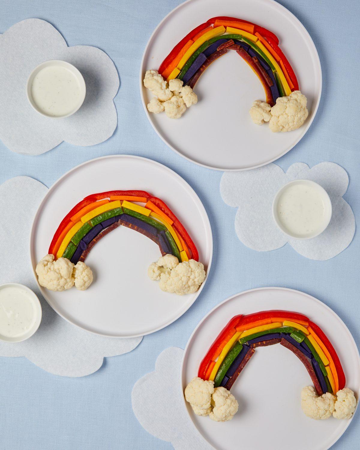 assortment of rainbow veggie garden cookies on a plate