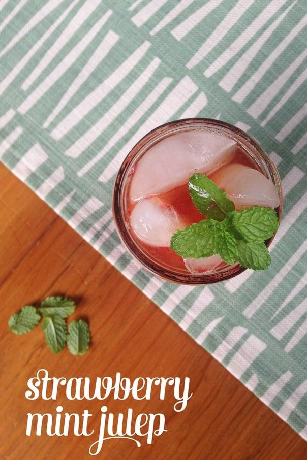 ingredients for strawberry mint oatmeal julep arranged on a wooden surface
