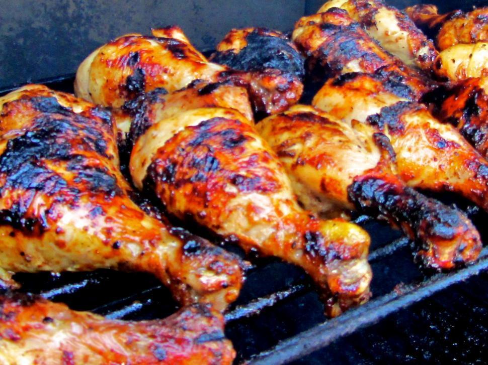 Close-up shot of grilled Delaware barbecue chicken with visible grill marks