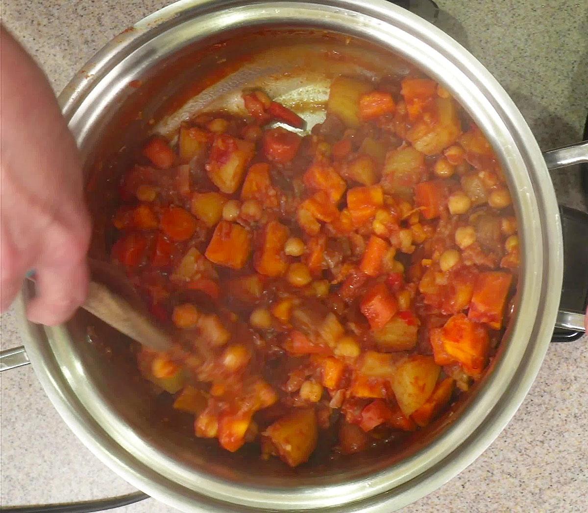 vegetable tagine simmering in a crockpot