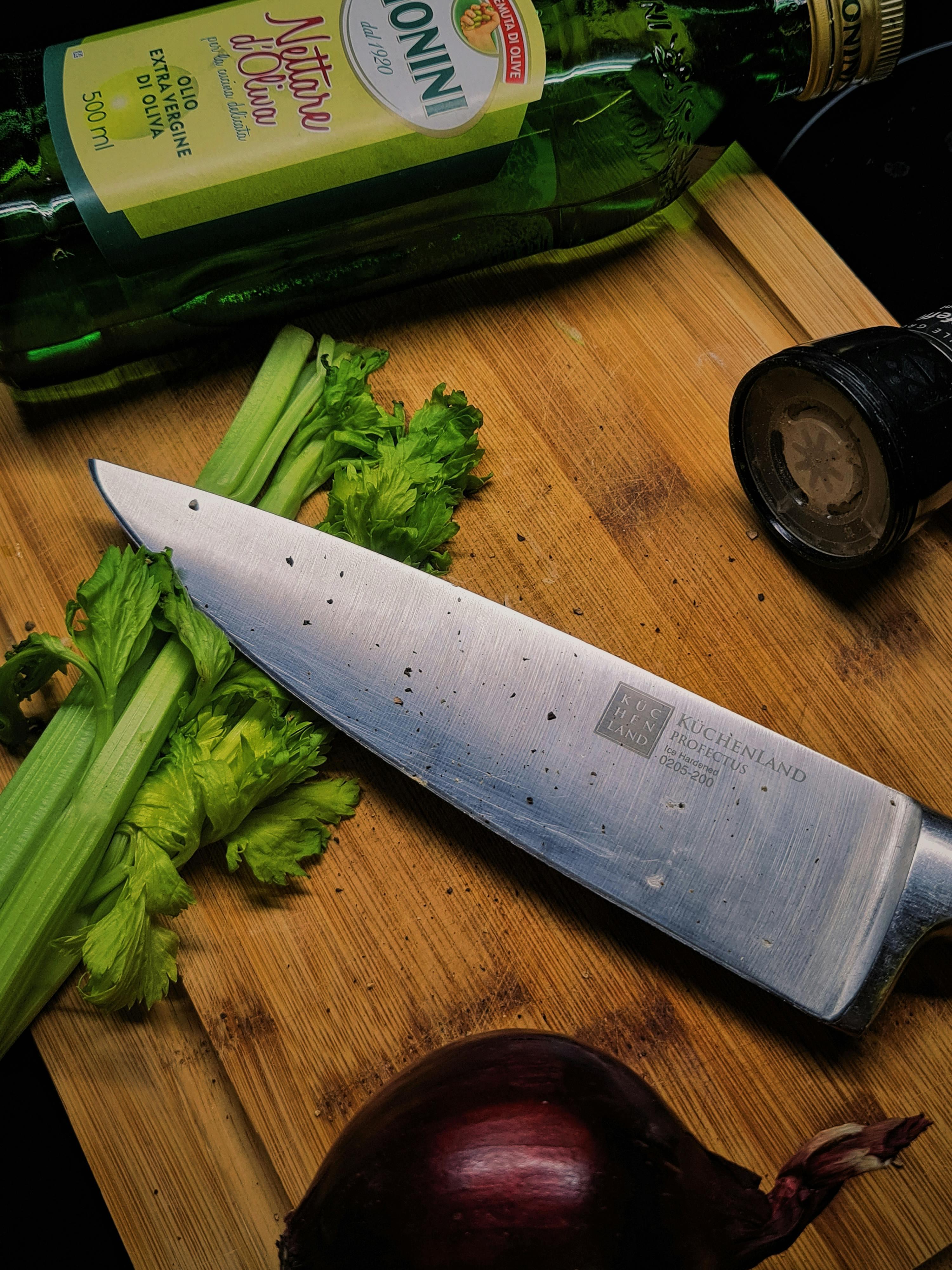 a close-up shot of the stir-fry ingredients being prepared on a wooden cutting board