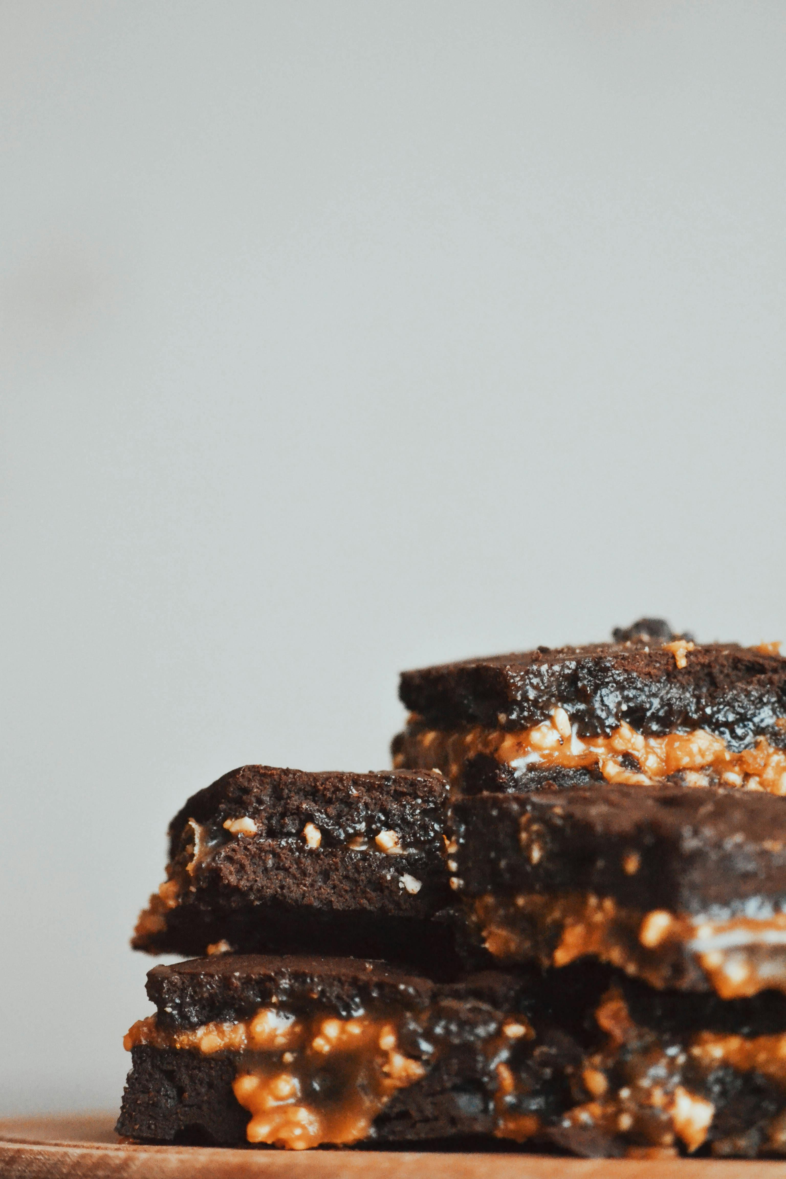 close up shot of a chocolate caramel brownie