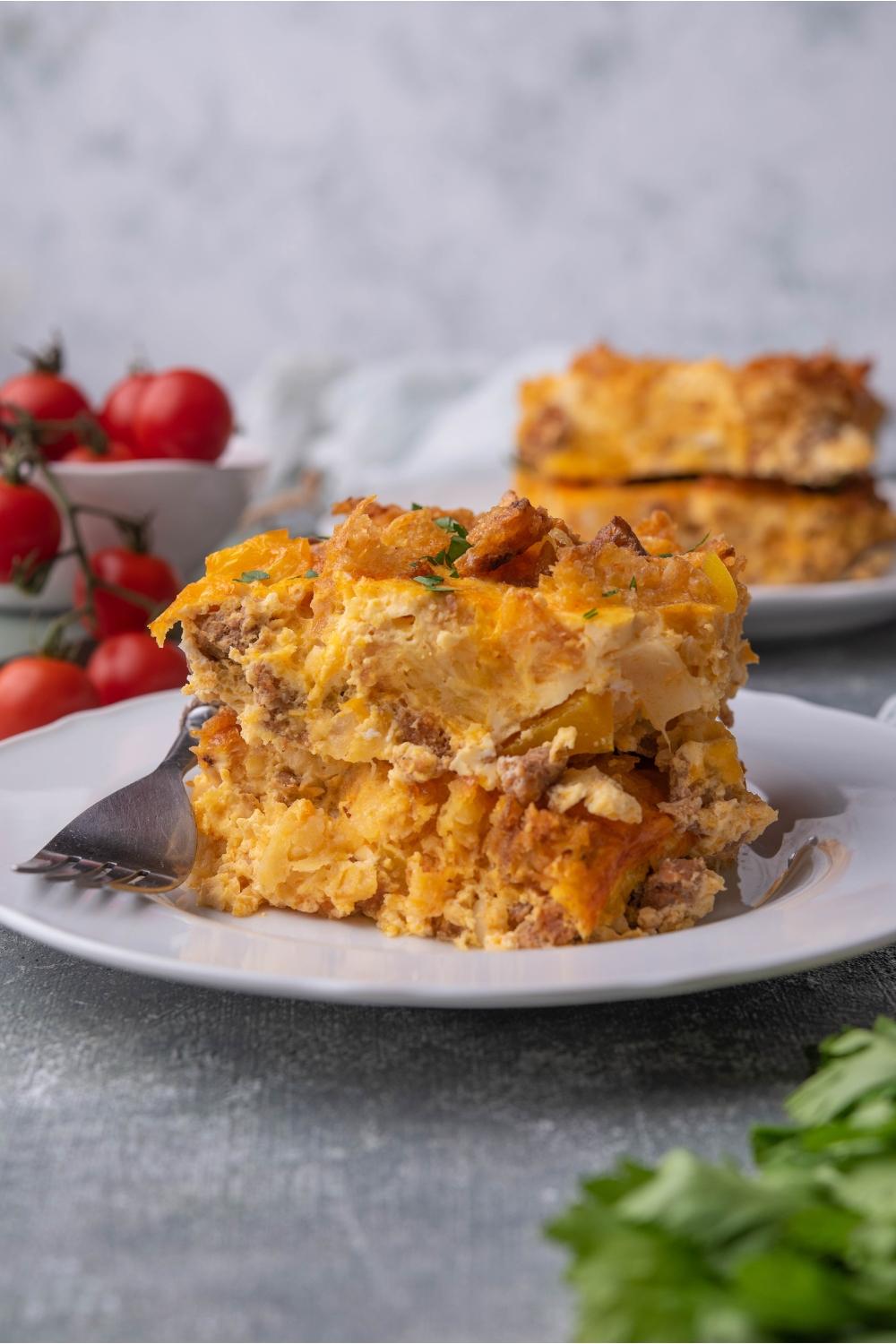 Sausage and Pepper Jack Casserole golden brown bubbly cheese