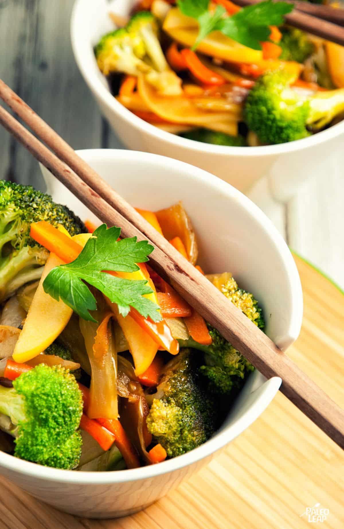 vibrant vegetable stir-fry with apple slices
