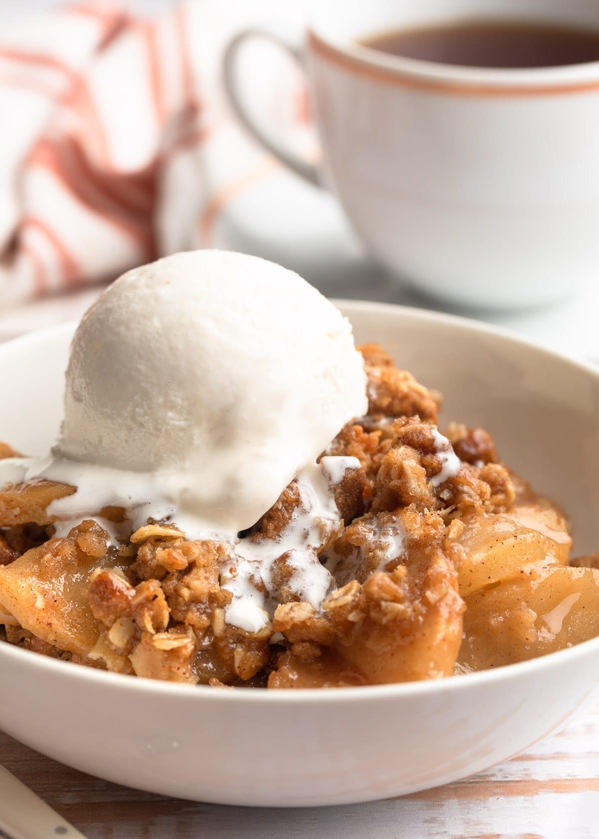 rustic apple crisp with whiskey, autumn setting