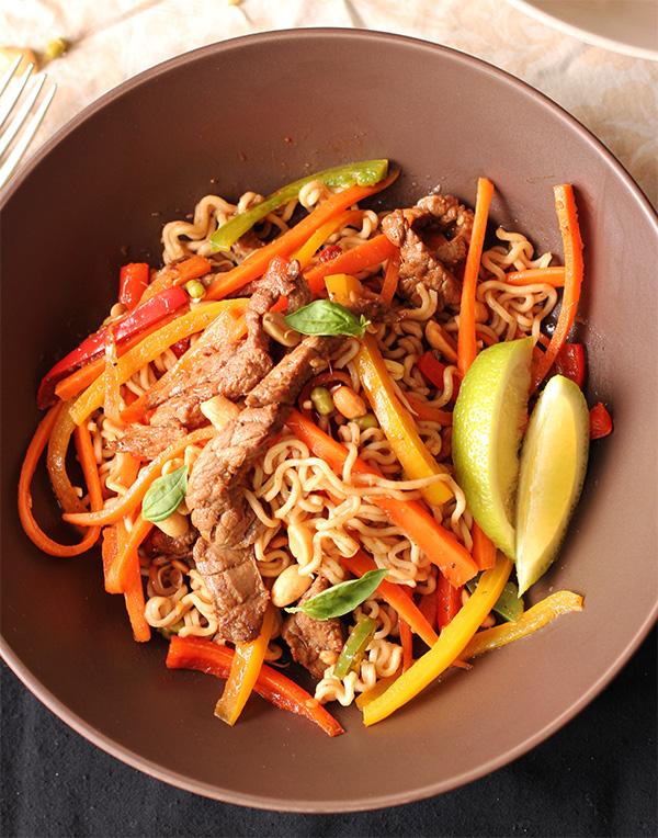 South African beef stir-fry with biltong in a wok, served in a bowl