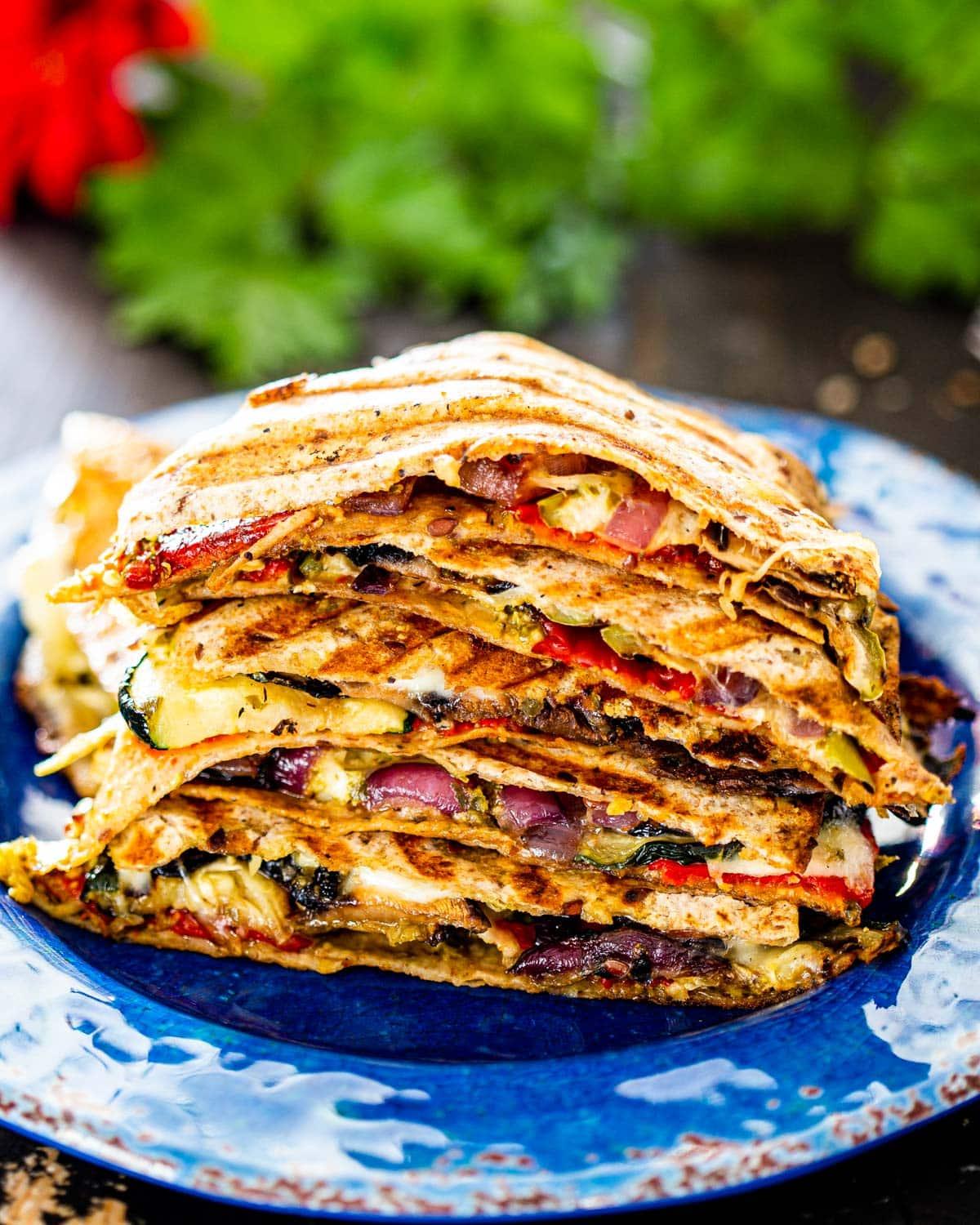 roasted vegetables for vegan quesadilla