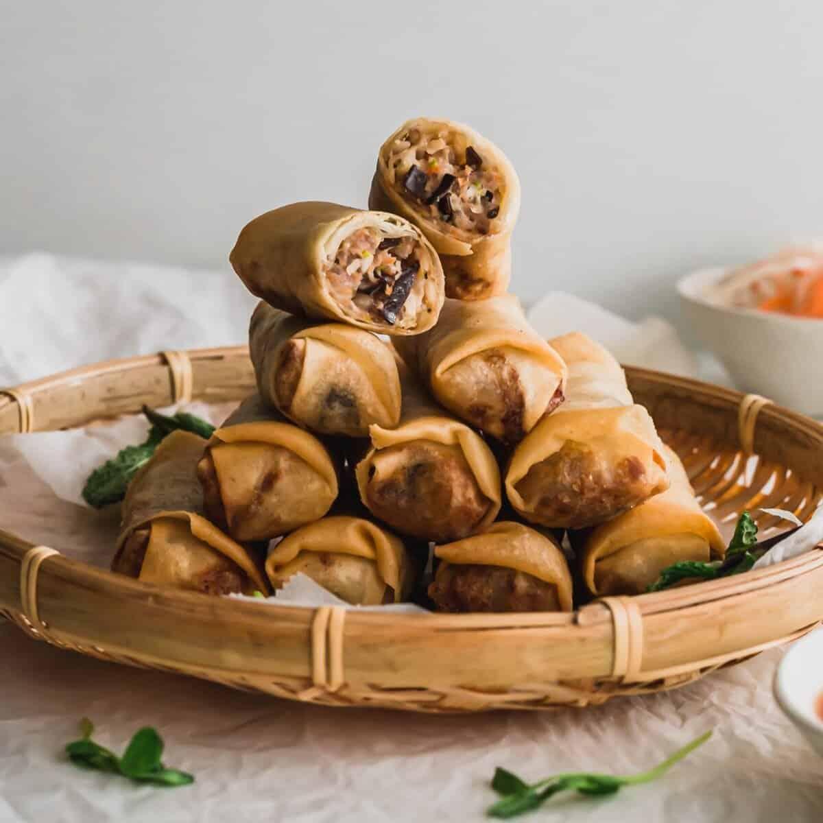 spring rolls filled with ximenia fruit and yucca root