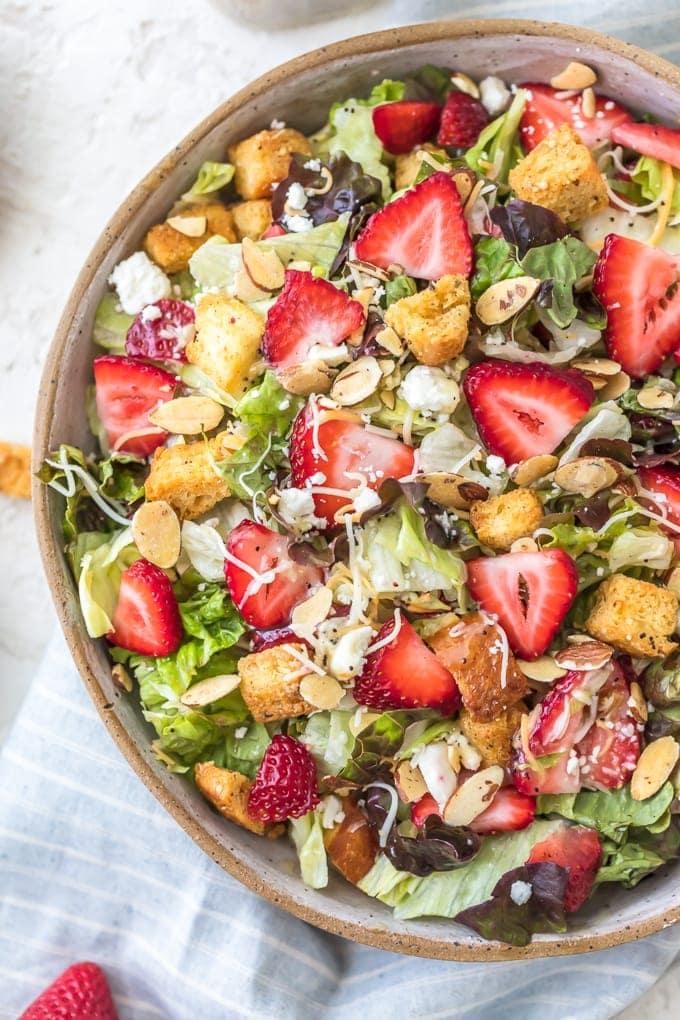 fresh strawberry salad with poppy seed dressing