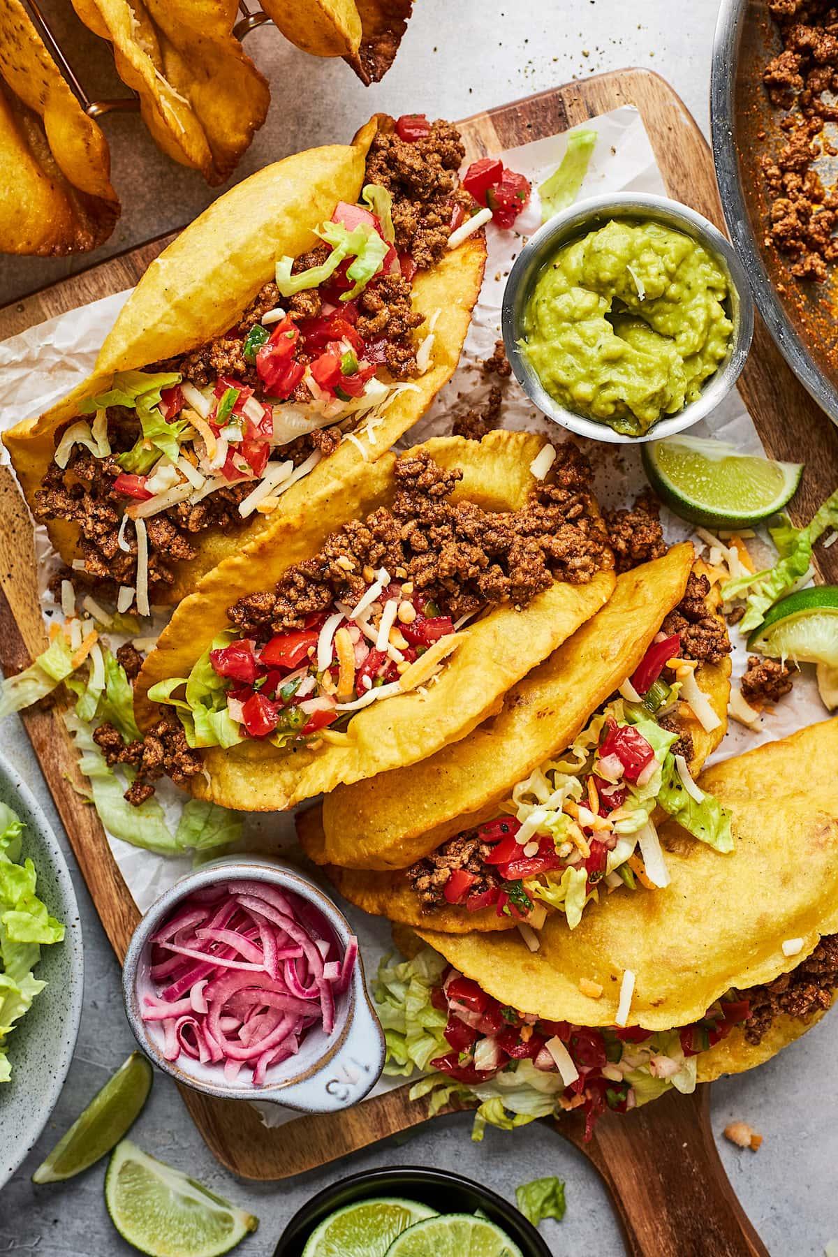 ground beef tacos with fresh toppings