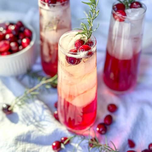cranberry rosemary cold brew sparkle in a glass