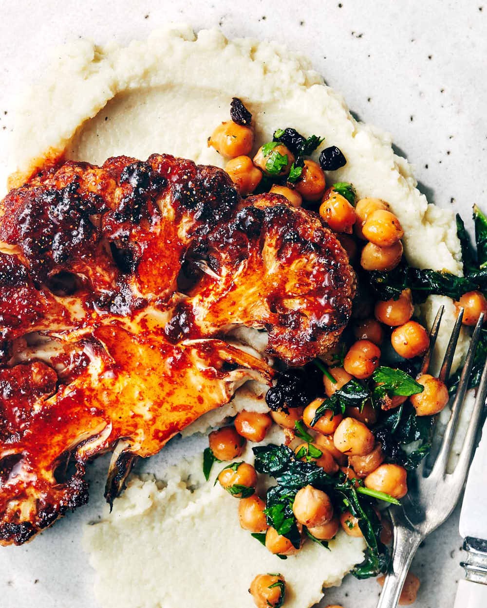 spiced cauliflower steaks served with chickpea curry