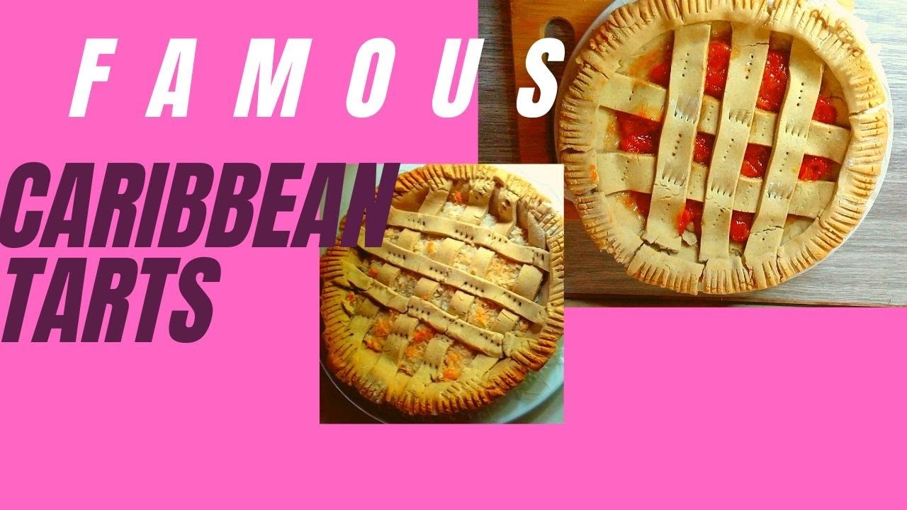 Guava and coconut tart with toasted almonds, golden crust, and a slice cut out to show the filling