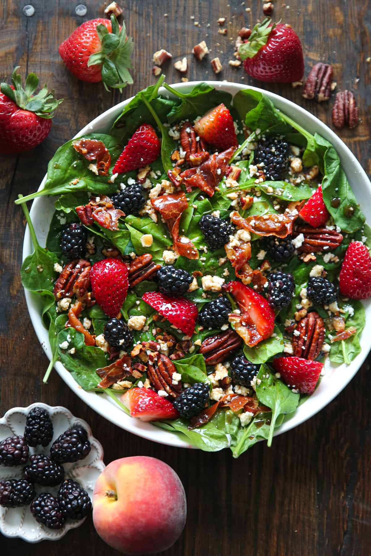 vibrant strawberry spinach salad with balsamic glaze