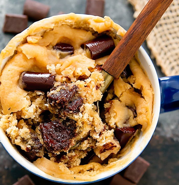peanut butter fudge mug cake with spoon