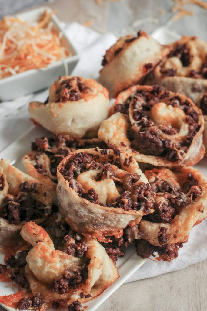 inside-out ground beef tacos with pretzel buns
