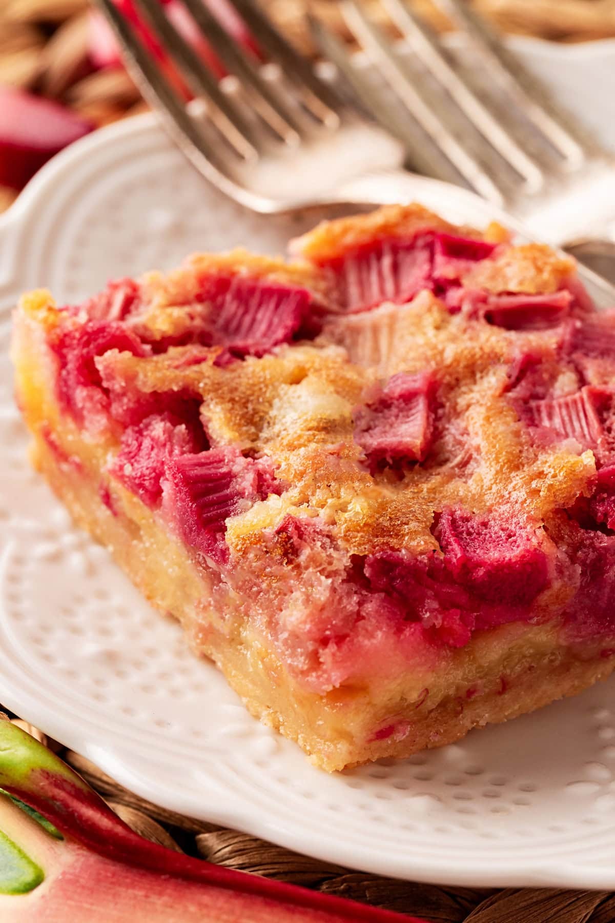 quince rhubarb bars with a flaky crust