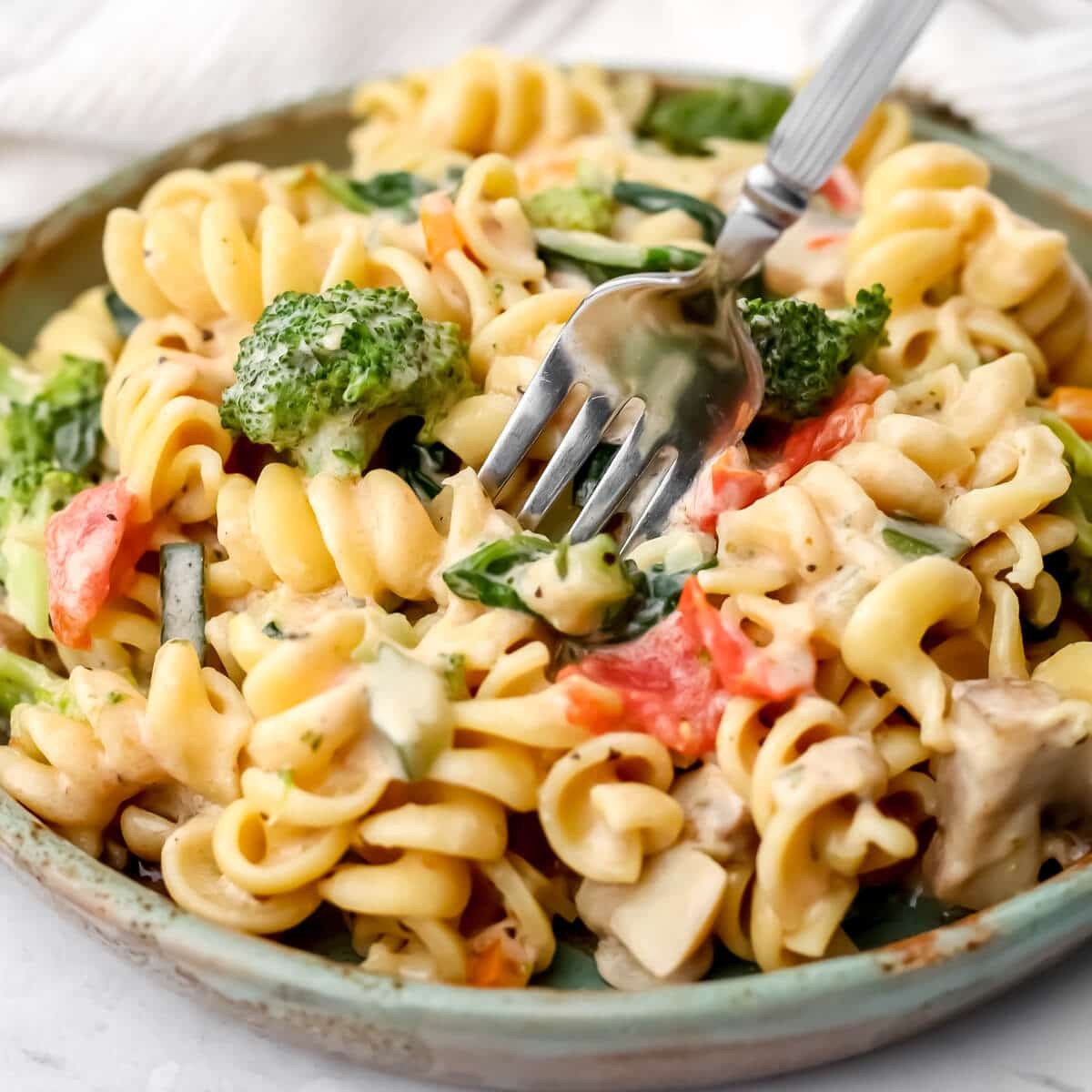 creamy gluten-free pasta dish with vegetables