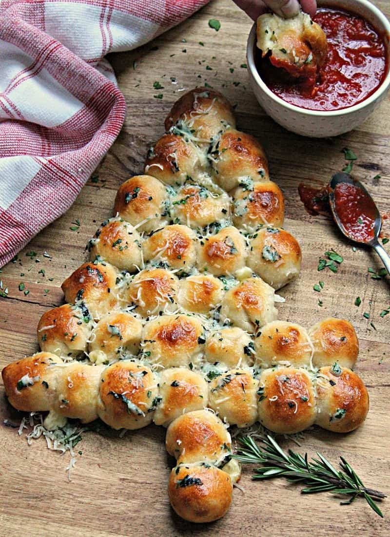 festive platter of golden brown cheesy garlic knots