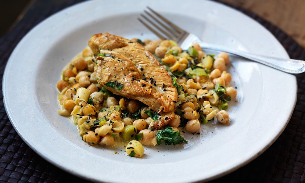 lemon herb chicken and chickpea bowl
