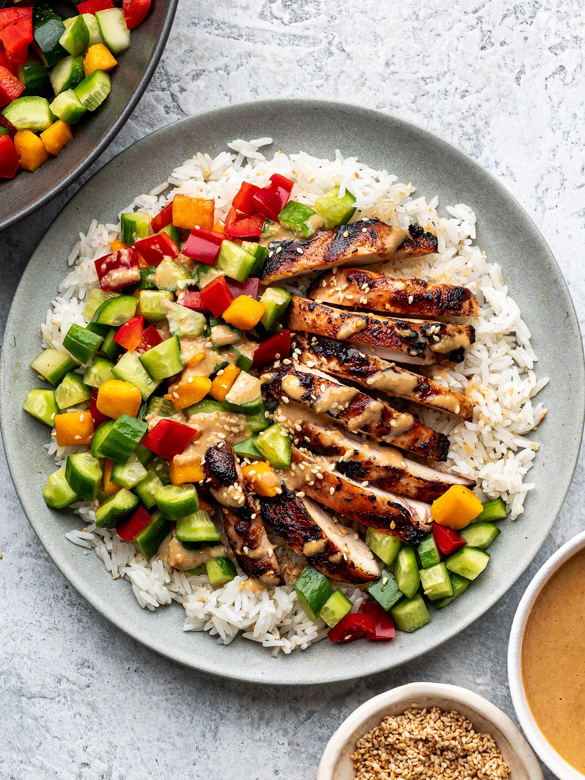 Sesame Ginger Chicken Quinoa Bowl close-up