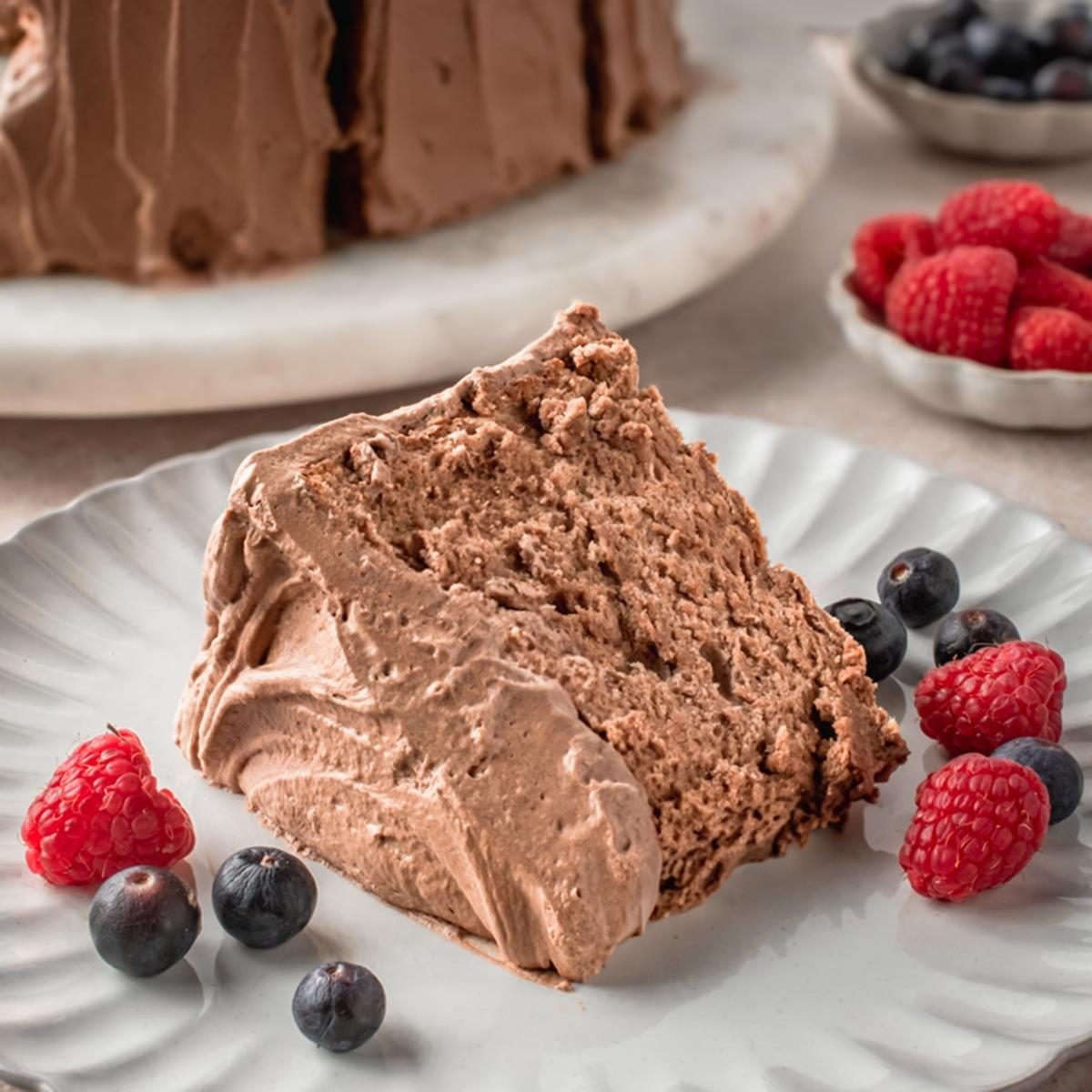 angel food cake with chocolate layers