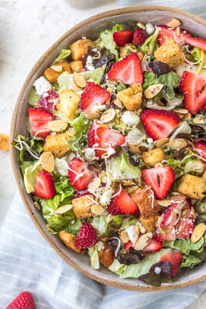 fresh strawberry salad with poppy seed dressing