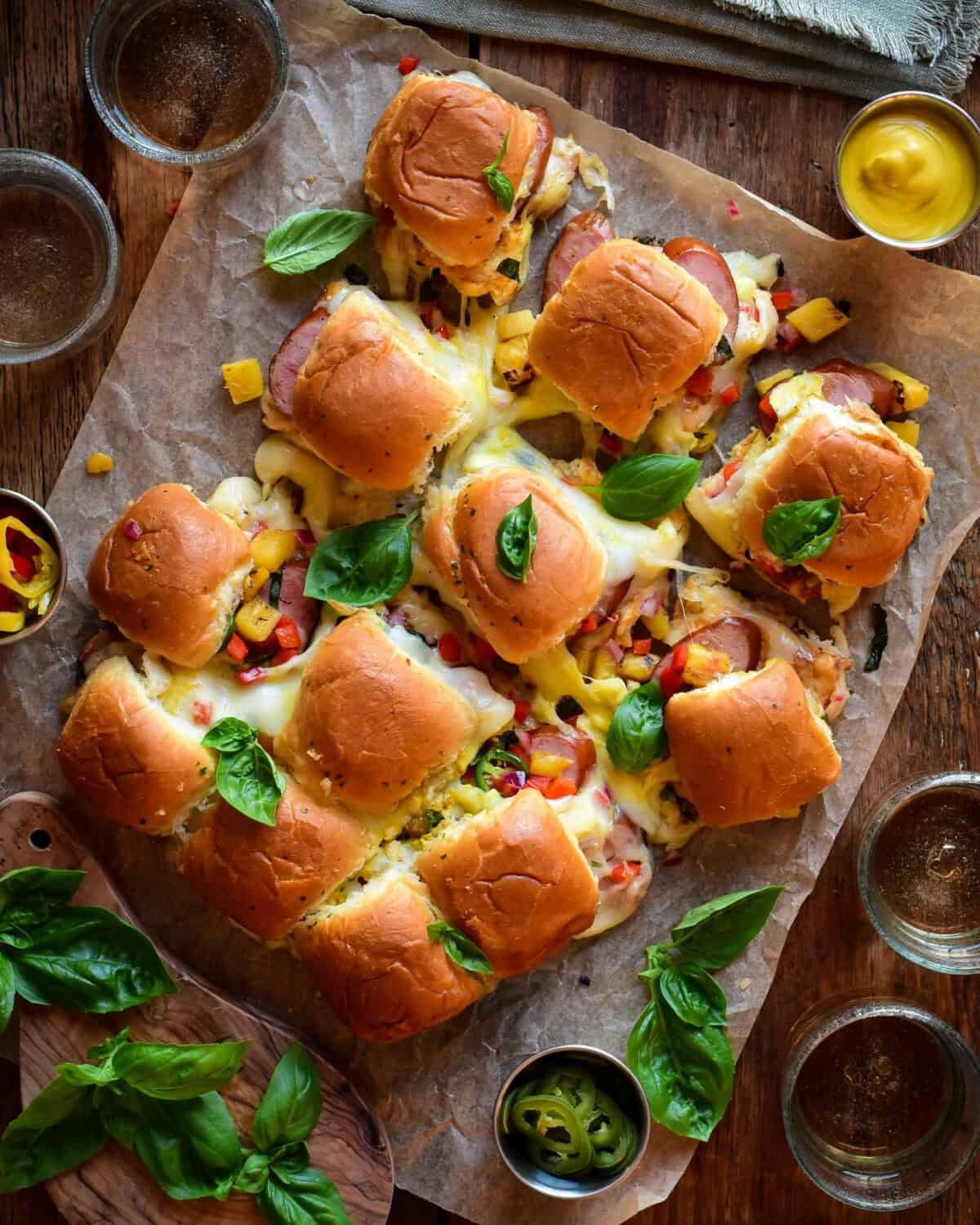 Pineapple BBQ Glazed Ham Sliders with Sweet Peppers