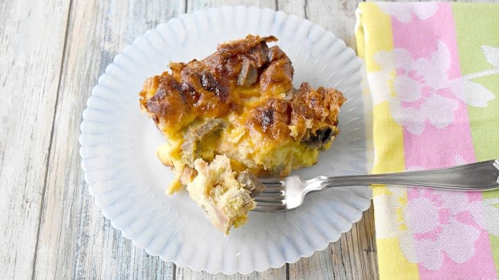 hearty overnight breakfast casserole with golden top ready to serve, cozy morning kitchen