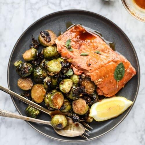 roasted brussels sprouts with smoked salmon and fresh dill
